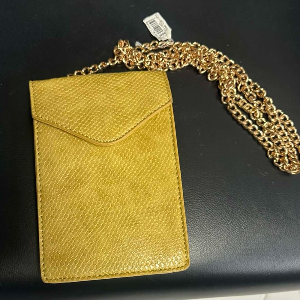 Yellow Crossbody Phone Pouch with Gold Chain